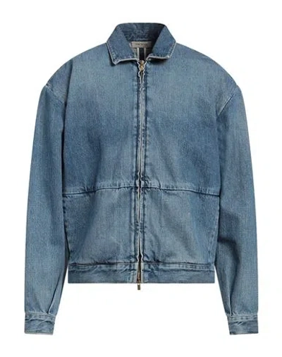 Fear Of God Man Denim Outerwear Blue Size M Cotton, Polyester