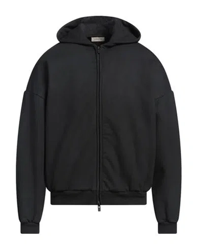 Fear Of God Black Sweatshirt With Hood And Dropped Shoulders In Cotton Blend Man
