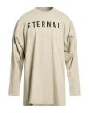 Fear Of God Men Grey T-shirt With Eternal Print On The Front And Logo Patch On The Back In Cotton Ma In Neutral