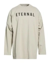 Fear Of God Men Grey T-shirt With Eternal Print On The Front And Logo Patch On The Back In Cotton Ma In Green