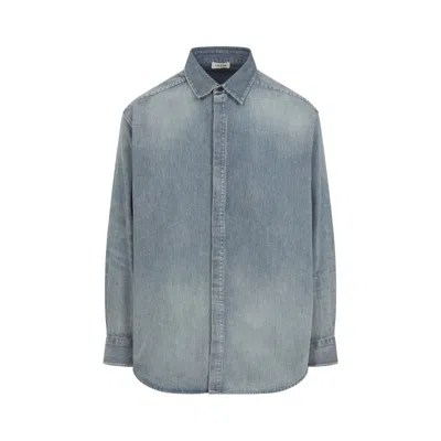 Fear Of God Medium Indigo Blue Cotton Button Up Shirt