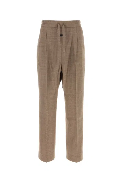 FEAR OF GOD MELANGE BROWN WOOL WIDE-LEG PANT