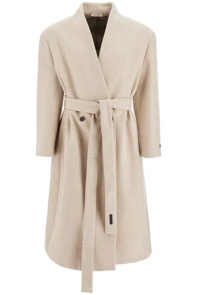 FEAR OF GOD MEN'S BEIGE MÃ©LANGE DOUBLE-BREASTED COAT