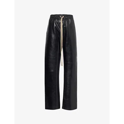 Fear Of God Mens Black Forum Brand-patch Straight-leg Leather Trousers