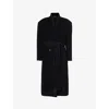 FEAR OF GOD MENS LAPELLESS HERRINGBONE-WEAVE WOOL COAT BLACK