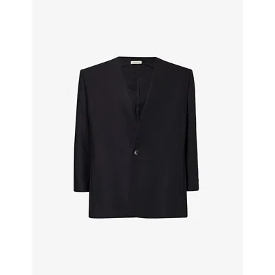 Fear Of God Mens Black Lapelless Relaxed-fit Wool Blazer