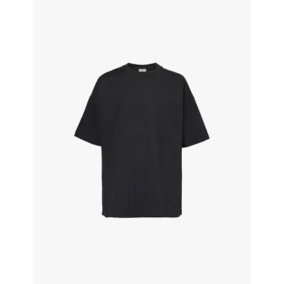 Fear Of God Mens Black Logo-print Relaxed-fit Stretch-woven T-shirt