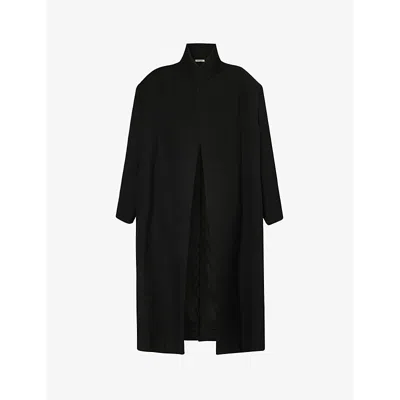 Fear Of God Mens Black Relaxed-fit Stand-collar Wool And Cotton-blend Coat
