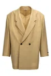 Fear Of God Blazer Longline Double-breasted Back Vent In Cream