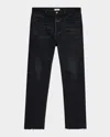Fear Of God Five-pocket Raw Hem Straight Leg Jeans In Black