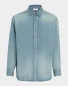 Fear Of God Blue Shirt With Classic Collar And Logo Patch On The Back In Indigo 2