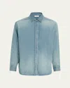 Fear Of God Blue Shirt With Classic Collar And Logo Patch On The Back In Indigo 2