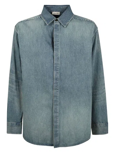 FEAR OF GOD MEN'S DENIM BUTTON UP SHIRT