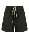 Fear Of God Thigh-length Drawstring Shorts With Textured Fabric In Black