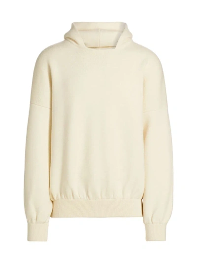 Fear Of God Men's Embroidered Wool Hoodie In Cream