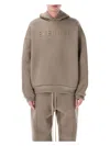 Fear Of God Relaxed Fit Dusty Beige Hoodie With Embossed Logo In Dusty Beige