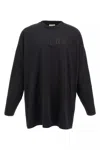 Fear Of God Ribbed Collar Crew Neck T-shirt With Long Sleeves In Black