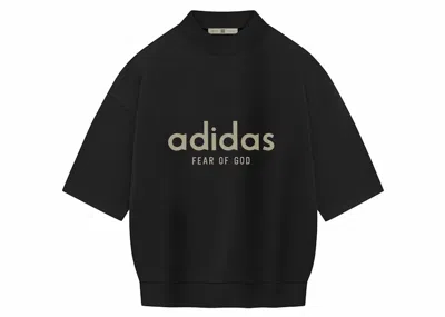 Pre-owned Fear Of God Men's  Athletics Heavy Jersey 3/4 Mock Tee Shirt In Black