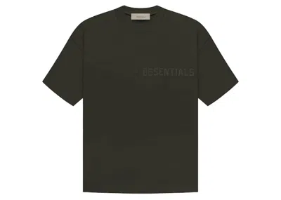 Pre-owned Fear Of God Men's  Eshort Sleeveentials Short Sleeve Tee Shirt In Off Black