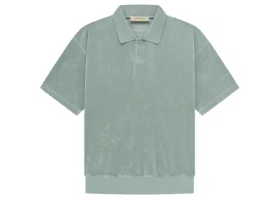 Pre-owned Fear Of God Men's  Eshort Sleeveentials Short Sleeve Terry Polo Shirt In Sycamore