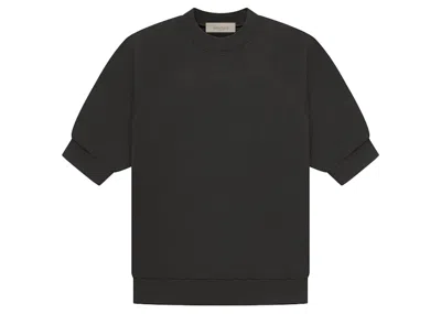 Pre-owned Fear Of God Men's  Eshort Sleeveentials Short Sleeve Waffle Sweatshirt In Off Black