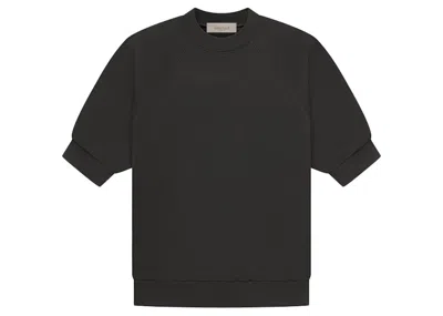 Pre-owned Fear Of God Men's  Eshort Sleeveentials Short Sleeve Waffle Sweatshirt In Off/black