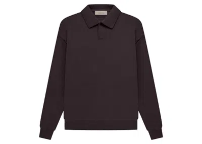 Pre-owned Fear Of God Men's  Essentialong Sleeve Knit Long Sleeve Polo Shirt In Plum In Purple
