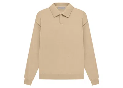 Pre-owned Fear Of God Men's  Essentialong Sleeve Knit Long Sleeve Polo Shirt In Sand