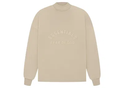 Pre-owned Fear Of God Men's  Essentialong Sleeve Long Sleeve Tee Shirt In Dusty Beige