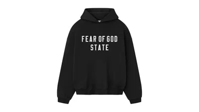 Pre-owned Fear Of God Men's  Essentials 90's Fleece Hoodie In Jet Black