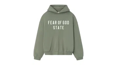 Pre-owned Fear Of God Men's  Essentials 90's Fleece Hoodie In Moss In Green