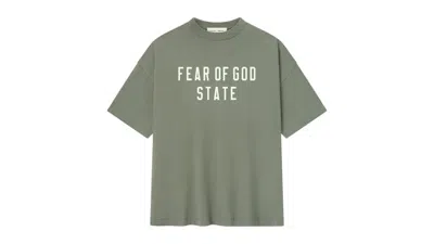 Pre-owned Fear Of God Men's  Essentials 90's Tee Shirt In Moss In Green
