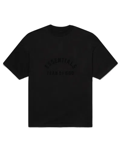 Pre-owned Fear Of God Men's  Essentials Arch Logo Tee Shirt In Jet Black