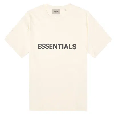 Pre-owned Fear Of God Men's  Essentials Boxy T-shirt Applique Logo In Butter Cream