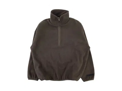 Pre-owned Fear Of God Men's  Essentials Brushed Half Zip Pullover In Brown