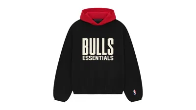 Pre-owned Fear Of God Men's  Essentials Bulls Hoodie In Black/red