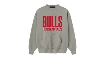 Pre-owned Fear Of God Men's  Essentials Bulls Sport Crewneck Sweatshirt In Concrete Heather
