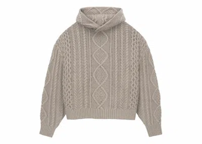 Pre-owned Fear Of God Men's  Essentials Cable Knit Hoodie In Core Heather In Gray