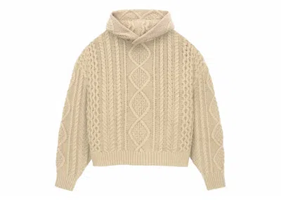 Pre-owned Fear Of God Men's  Essentials Cable Knit Hoodie In Gold Heather
