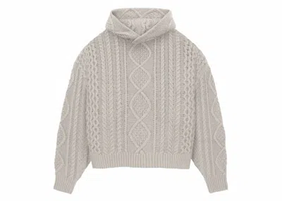 Pre-owned Fear Of God Men's  Essentials Cable Knit Hoodie In Silver Cloud