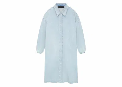 Pre-owned Fear Of God Men's  Essentials Car Coat In Light Wash Denim