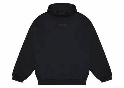 Pre-owned Fear Of God Men's  Essentials Chest Logo Hoodie In Jet Black