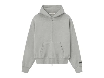 Pre-owned Fear Of God Men's  Essentials Classic Fleece Zipup Hoodie In Concrete Heather