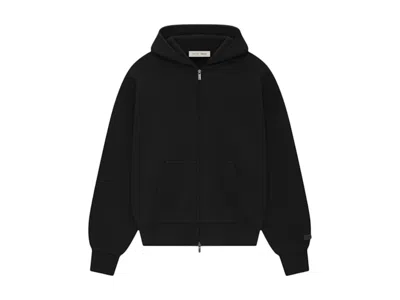 Pre-owned Fear Of God Men's  Essentials Classic Full Zipup Hoodie In Jet Black