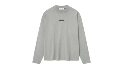 Pre-owned Fear Of God Men's  Essentials Classic Long Sleeve Tee Shirt In Concrete Heather