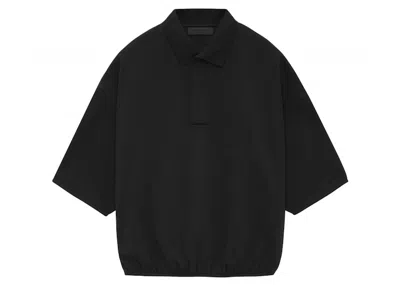 Pre-owned Fear Of God Men's  Essentials Core Collection 3/4 Sleeve Polo Shirt In Black