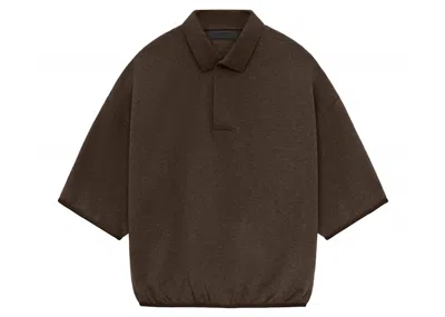 Pre-owned Fear Of God Men's  Essentials Core Collection 3/4 Sleeve Polo Shirt In Heather Wood