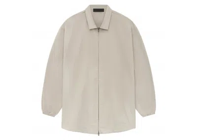 Pre-owned Fear Of God Men's  Essentials Core Collection Cotton Twill Overshirt In Mink