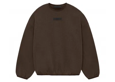 Pre-owned Fear Of God Men's  Essentials Core Collection Crewneck Sweatshirt In Heather Wood In Brown