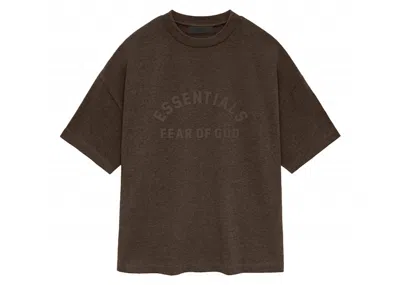 Pre-owned Fear Of God Men's  Essentials Core Collection Heavy Short Sleeve Tee Shirt In Heather Wood
